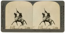 WYOMING STEREOVIEW - Cody - Buffalo Bill Statue - Keystone - UNCOMMON picture