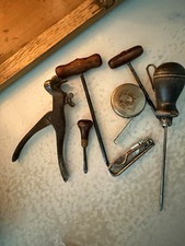 Lufkin Vintage Tape Measure w/ Metal Tin & Assorted Antique Hand Tools Lot picture