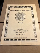 1934 New Jersey NJ VFW Cape May 15th Annual Encampment Program picture