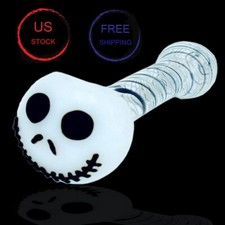 4.5 Inch Tobacco Glass Pipe Cool Skull Smoking Pipe Swirl Stripe Smoking Bowl picture