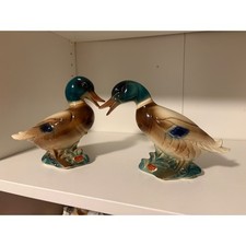 Vintage Royal Windsor Ceramic Mallard Duck Figurines Pair Glossy Glaze Set of 2 picture