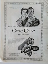 1945 mens Cheney Brothers cravat necktie tie vintage fashion ad picture