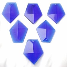 MASSIVE CUT GEOMETRIC CHANDELIER CRYSTALS BEADS COBALT C-25 picture