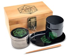 Vintage Secure Storage Box Bundle - Ancient Symbol Design - Grinder, Tray & Jar picture