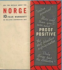 1936 NORGE ROLLATOR REFRIGERATOR ADVERTISING BOOKLET picture