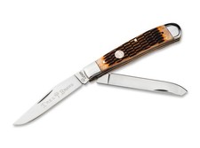 Boker Manufaktur Traditional Series 2.0 Trapper Pocket Knife Amber Bone D2 Blade picture
