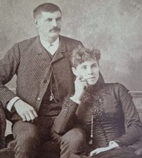 Antique Photograph Man & Woman Filkins Couple Greenville Michigan c.1882-1886 picture