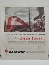 1945 Baldwin Diesel Electric Train Fortune WW2 X-Mas Print Ad Mainliner Trains picture