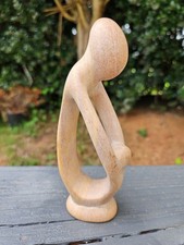 Abstract Contemporary Soapstone Carving Sculpture Statue Parent Embracing Child picture