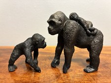 RARE Schleich Female Gorilla w Baby On Back Adult Babies 2011 Ape Animal Figure picture