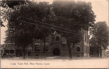 West Haven, Conn. Town Hall RPPC Postcard 1940 Rotograph Photo picture