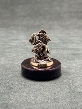 Art Deco Horoscope Pisces Statuette Cast Bronze Figurine Base In Obsidian picture