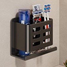 Black Toothbrush Holder wall Mount, Aluminum，No Drilling Required picture