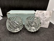 PartyLite Illusions P0463 Glass Votive Candle Holders Pair w/ Original Box picture