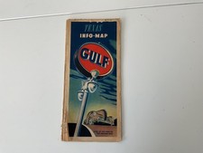Vintage 1930s Gulf Oil Texas Info Map Gas Station Art Deco Streamline Auto picture