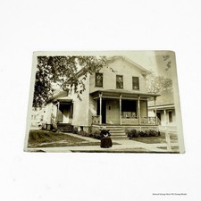 RPPC 1915 Victorian House Woman Ottawa Illinois Real Photo Postcard Wheaton IL picture