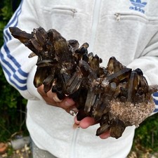2.33LBNatural Black Smoke Color Quartz Cluster Crystal Specimens Mineral Healing picture