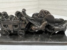 Antque Very Heavy Vintage Bronze JUDD Stage Coach Western BOOKEND Numbered picture