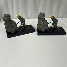 VTG 1930’s Art Deco JB Hirsch Bronzed Metal Ivorine “bookseller” Bookends picture