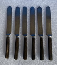 Lot Of 6 VTG Lamson & Goodnow MFG Table Knives 8” Amber Bakelite Handles USA picture