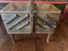 Vintage Strommen Bruk Hamar Norway Mid Century Modern Accordion Wood Sewing Box picture