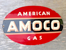AMOCO porcelain sign advertising vintage gas oil garage 24
