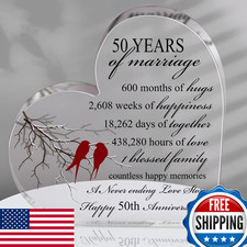 Qunclay 50Th Years Of Marriage Gift Wedding Anniversary Souvenir Heart Marriage picture