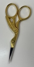 Stork Embroidery Scissors Small Gold-Tone 3.5” picture
