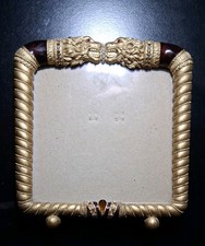 Ashleigh Manor Solid Brass Ornate Jeweled Enameled Lion Heads Photo Frame 4