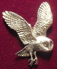 Quality Pewter Flying Owl Brooch Pin  Craftsman Quality picture