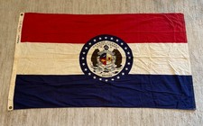 Vintage Dettra Missouri State Flag 3x5 Bulldog 100% Cotton Bunting Canvas Header picture