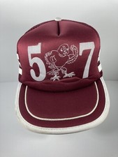 Vtg Air Force USAF 57th Wing Hat Cap Nellis AFB 3 Stripe Maroon Trucker Mesh picture