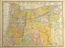 Oregon California Antique State Map Rand McNally Vintage 1914 Wall Decor picture