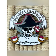 DISNEY 1999-2000 *Rare* Pirates of the Caribbean Skull & Crossed Swords Pin picture