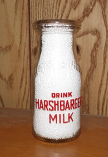 Vintage 1949 Harshbarger Dairy HP Round Milk Bottle Altoona PA Red Paint Sheetz picture