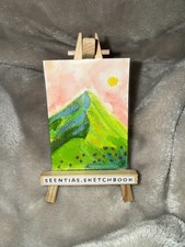 OOAK ACEO - Flower Mountain - Landscape Nature - Mixed Media - Original Art picture