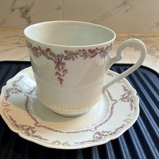 Haviland Limoges France Savoie Cup & Saucer Set Floral Pink Gold Porcelain picture