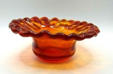 Amberina Ruffled Edge Art Glass Candy Succulent Dish Tealight  picture