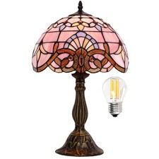 WERFACTORY Tiffany Lamp Stained 12X12X18 Inches, Pink Baroque S003P Series  picture
