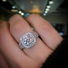 3.20Ct Lab Created Round Diamond Engagement Ring Solid 14k White Gold Plated picture