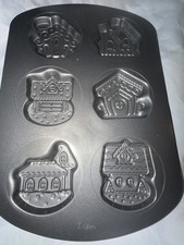 Wilton Gingerbread House Cookie Pan Christmas Baking Non-Stick 6 Designs picture