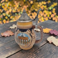 vintage Gerz German Lidded Beer Stein Berlin Bradenburger Tor Octoberfest picture