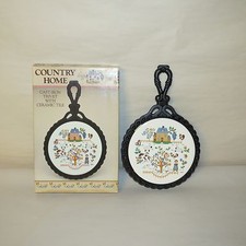 COUNTRY HOME CAST IRON TRIVET WITH CERAMIC TILE BY CARLTON GLASS NIB  picture