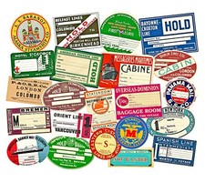 Steamship & Luggage Labels Stickers, 2 CUT & PEEL Sheets, REPRODUCTIONS picture