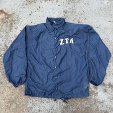 Vtg 1970s/80s Zeta Tau Alpha Windbreaker Coaches jacket Blue Sz S Rough picture