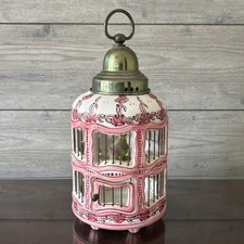 Italian Meiselman Pink Porcelain Decorative Bird Cage 13