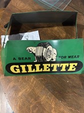 Antique Gillette Tire holder. A Bear For Wear Vintage Advertising Sign. Display picture