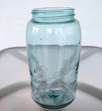 Vintage Aqua Blue Ball Triple L Mason Jar Quart Size Dropped A Script 1896-1910 picture