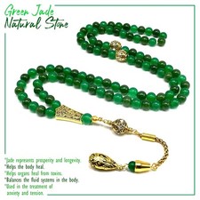 Green Jade Stone Prayer Beads Tesbih Tasbih Tasbeeh Misbaha (8mm 99 Beads) picture