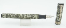 Everlast Grey Marble & Gold Ink Tablet Eyedropper Fountain Pen - WW2 - 1940's picture